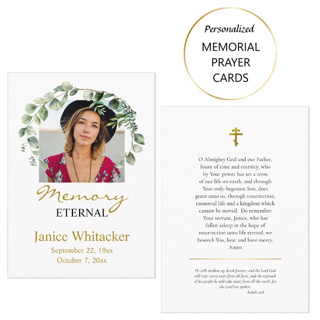 Ortodox Christian Photo Funeral Prayer Card Placeringskort (Skapare uppladdad)