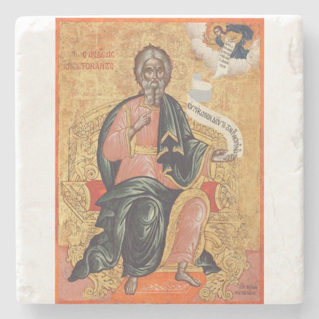 Ortodox ikon av aposteln Andreas Stenunderlägg (Framsidan)