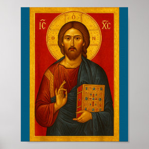 Ortodox ikon av Jesus Kristus Pantokrator Poster