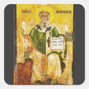 Ortodox ikon av sankt Athanasius av Alexandria Fyrkantigt Klistermärke
