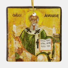 Ortodox ikon av Sankt Athanasius av Alexandria Julgransprydnad Keramik