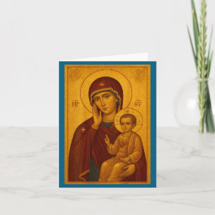 Ortodox ikon av Theotokos och Jesusbarnet Kristus Kort