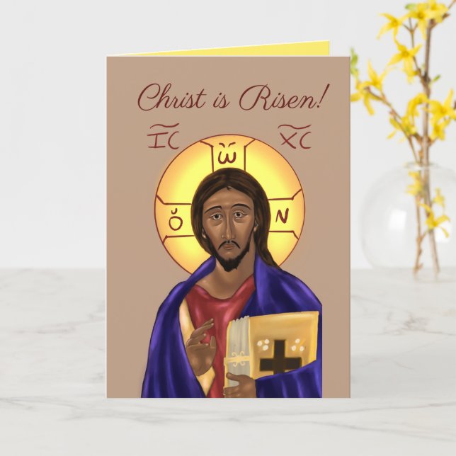 Ortodox ikon Pascha-kort Kort (Gul blomma)