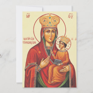 Ortodox ikon Theotokos Jungfru Maria och barnet Inbjudningar