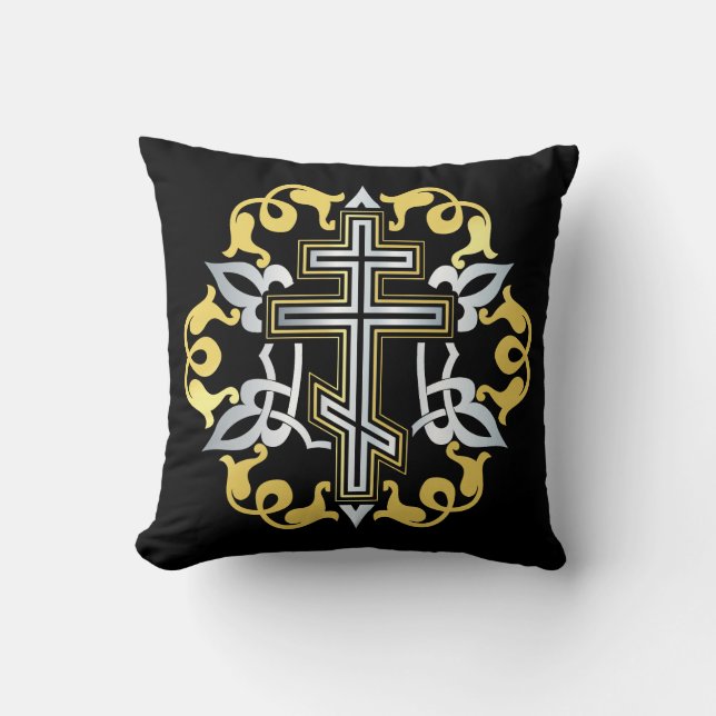 Ortodox Kor Guld med ornament Kudde (Framsida)