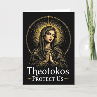 Ortodox kristen Heliga Maria Theotokos Skydda Oss Kort