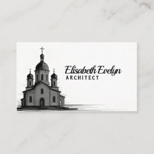 Ortodox kyrka skiss på vit bakgrund visitkort