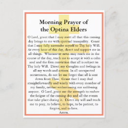 Ortodox Optina Elders morgonPrayer-kort Vykort