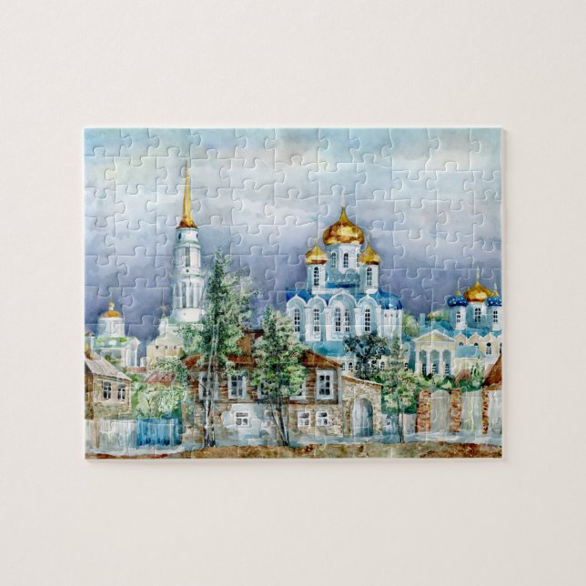 Ortodox Small City Zadonsk aQuarelle Pussel (Horisontell)