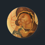 Ortodox symbol av jungfruliga Mary och babyen Knapp<br><div class="desc">Ortodox symbol av jungfruliga Mary och babyen Jesus</div>