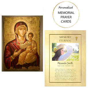 Ortodoxa Christian Funeral Prayer Card Theotokos Placeringskort