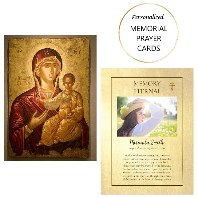 Ortodoxa Christian Funeral Prayer Card Theotokos Placeringskort (Skapare uppladdad)