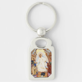 Ortodoxa ikonen för Anastasis Resurrection Rektangulärt Silverfärgad Nyckelring