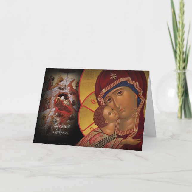 Ortodoxa julkort Theotokos ikon Vladimir Helgkort (Framsida)