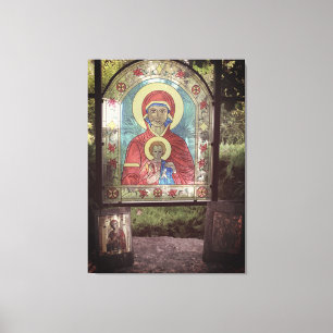 Ortodoxa Kanvastrycket Mor Mary med fastfärgat gla Canvastryck