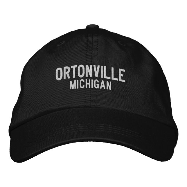 Ortonville Michigan Embroidered Baseball Hat Broderad Keps (Framsida)