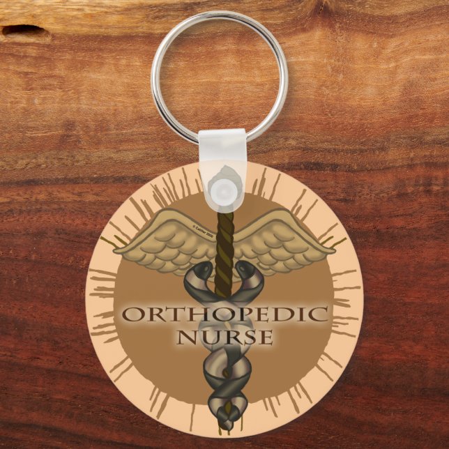 Ortopedic Nurse Caduceus runda nyckelkedja Nyckelring (Framsida)