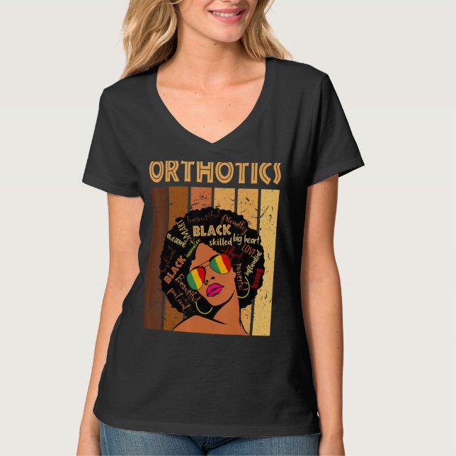 Ortotik Afro African American Women Black Histor T Shirt (Framsida)