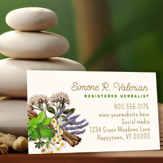 örtterapeut Holistisk Healing Valerianrot Visitkort
