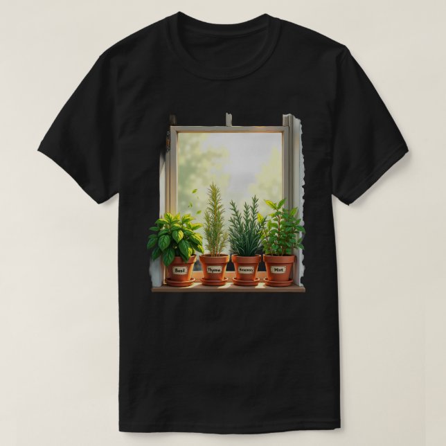 Örttorget på fönsterbrädan t shirt (Design framsida)