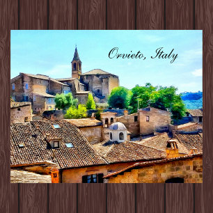 Orvieto Italien Hillside med Orvieto Italien Text Poster