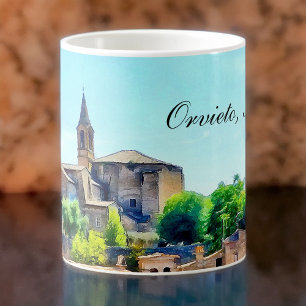 Orvieto Italien Hillside med Orvieto Text Kaffemugg