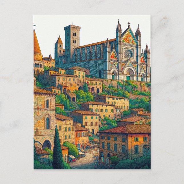 Orvieto, Italien, Vintage Vykort (Framsida)