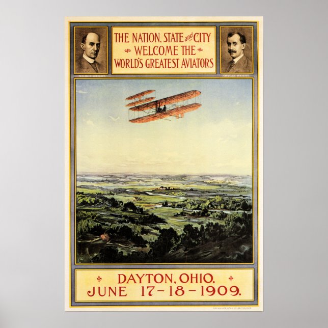 Orville & Wilbur Wright Brothers Underbarare Aviat Poster (Framsidan)