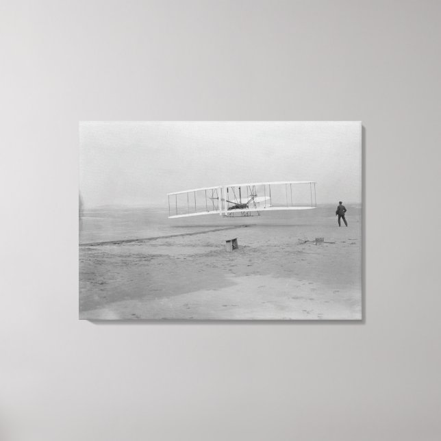 Orville Wright vid första flygningen på 120 fot Canvastryck (Framsida)