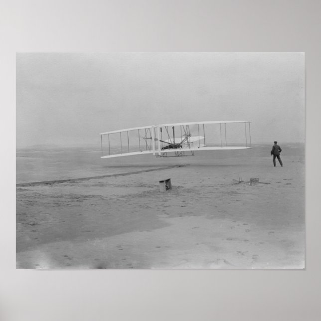 Orville Wright vid första flygningen på 120 fot Poster (Framsidan)