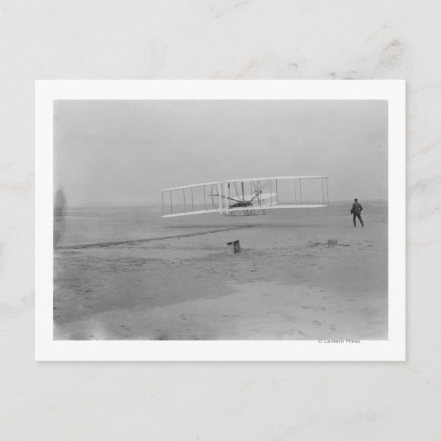 Orville Wright vid första flygningen på 120 fot Vykort (Framsida)