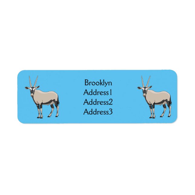 Oryx-illustration för tecknad returadress etikett (Framsidan)