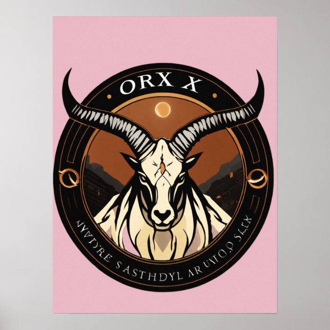 Oryx Logotyp – Elegant Antelope Siluett Poster (Framsidan)