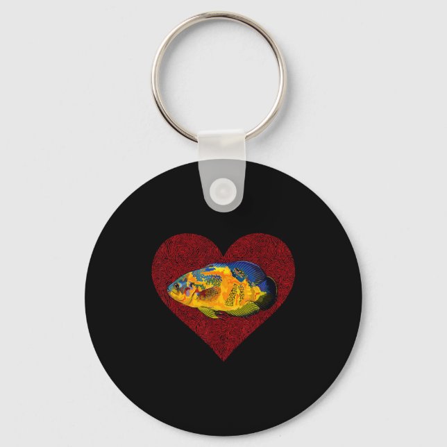 Os Valentines Day Fish Love Fingerprint  Nyckelring (Framsida)