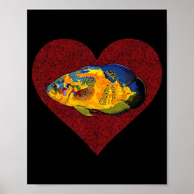 Os Valentines Day Fish Love Fingerprint  Poster (Framsidan)