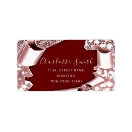 OSA 3D Ram Glitter Ro Roya Burgundy-etikett Adressetikett