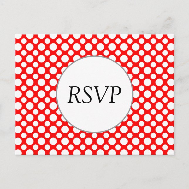 OSA Anpassningsbar White Polka dots på Rött vykort (Framsida)