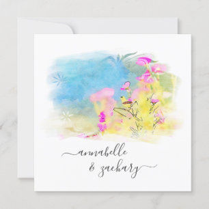 *~* OSA AR15 QR Watercolor Bird BLOMMIGT Bröllop Inbjudningar
