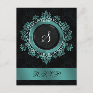 osa av blommande akvarium i monogram elegant bröll kort