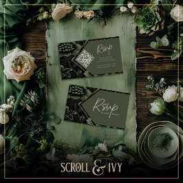 OSA av Blommigten oliv grönt och Guld Ram Tilläggskort