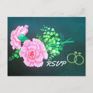 Osa av Bröllop Rosa Carnations Personlig Inbjudan Vykort