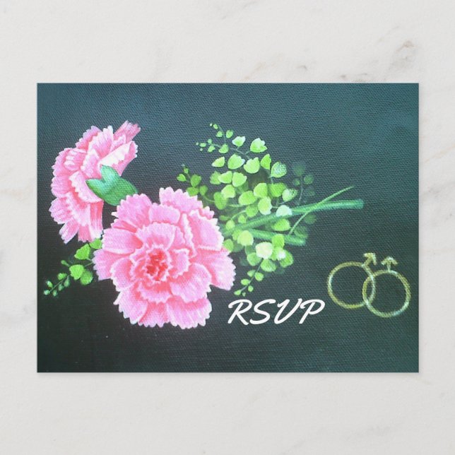 Osa av Bröllop Rosa Carnations Personlig  Inbjudan Vykort (Framsida)
