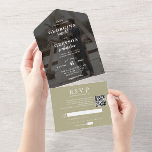 Osa av Classy Sage Grönt Photo QR-kod Bröllop