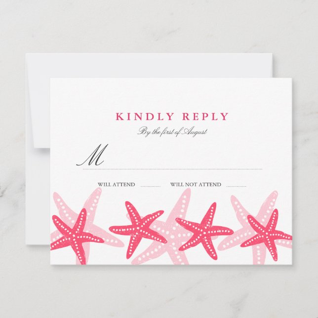 Osa av Coral Starfish Beach Wedding Kort (Framsida)
