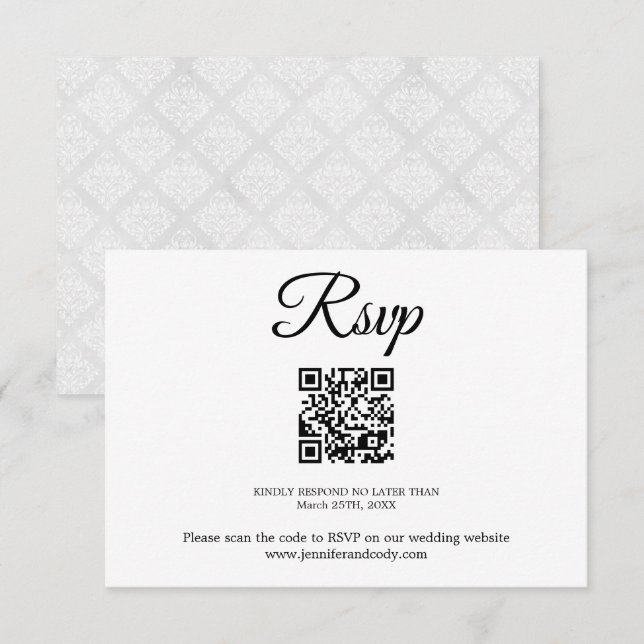 OSA av elegant- QR-kort Bröllop (Fram/baksida)