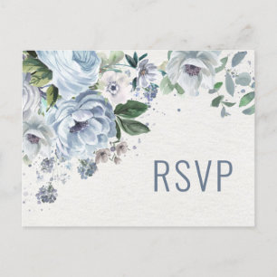 Osa av Grått Dusty Blue Winter Wedding Vykort