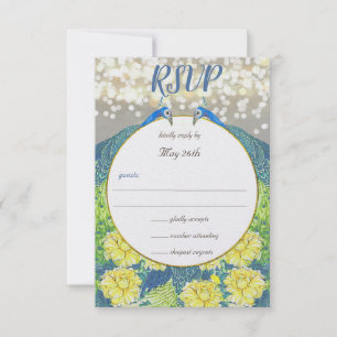 Osa av Grått Peacock Wedding-Gult--inbjudan Kort