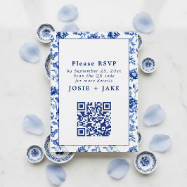 Osa av inkapslad blå Blommigt med qr-kod Tilläggskort