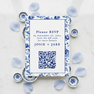 Osa av inkapslad blå Blommigt med qr-kod Tilläggskort