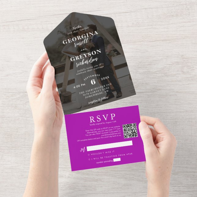 Osa av klassens Magenta Foto QR-kod Bröllop (Avrivbar del)